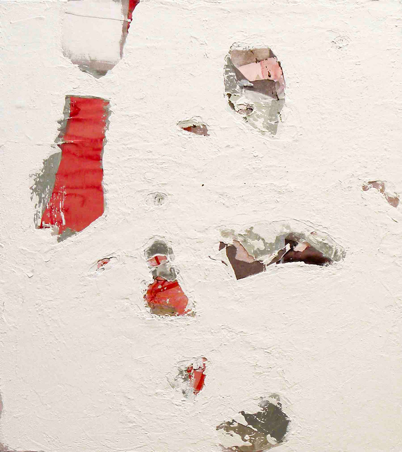 M17_2016<br> 80x90cm, acrilico, gesso e collage su tela